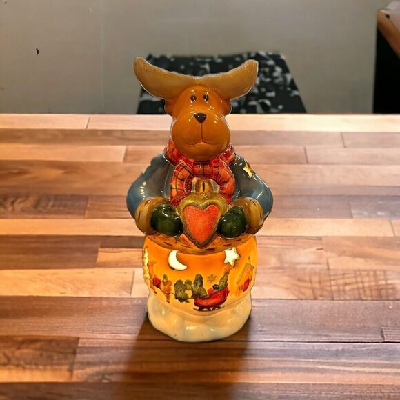 Christmas Ceramic Moose Night Light With Festive Winter Whimsical Eclectic Vtg - Picture 1 of 16